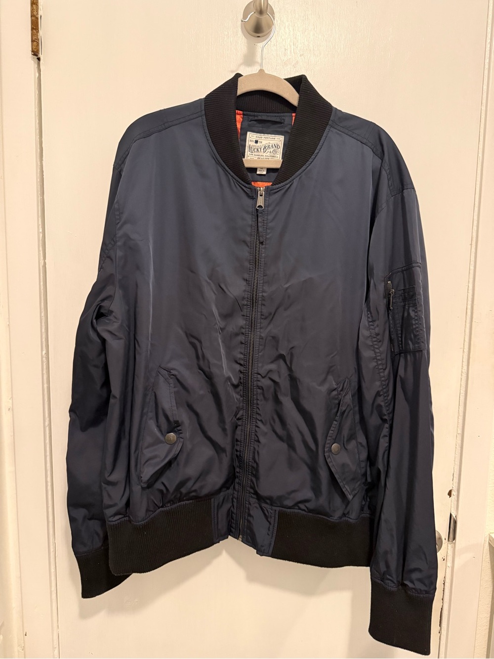 navy blue Lucky Brand Aviator Bomber Jacket size XL
